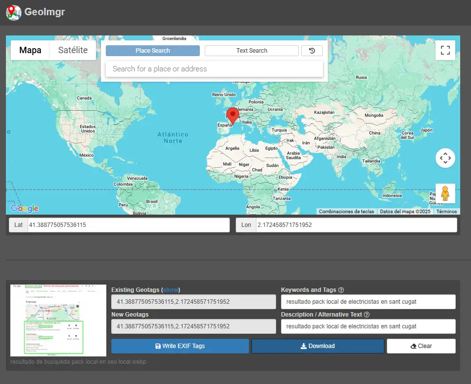 geolocalización de imagen acción de seo local