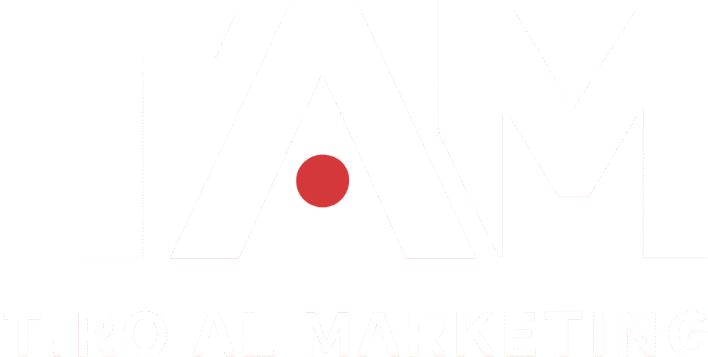 logo tiro al marketing blanco punto rojo
